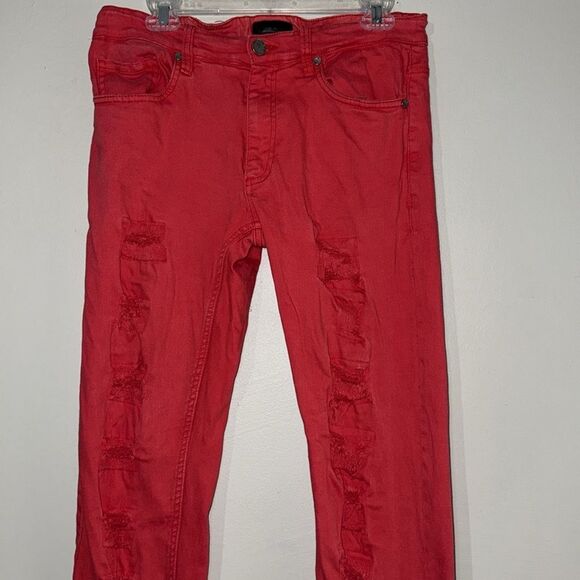 Bleeker & Mercer slim skinny fit distressed denim jeans size 32 x 30l - Picture 4 of 9